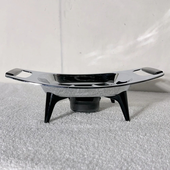 Vintage MCM Chrome Footed Casserole Server Warmer Stand Atomic Age Trivet - Picture 3 of 9